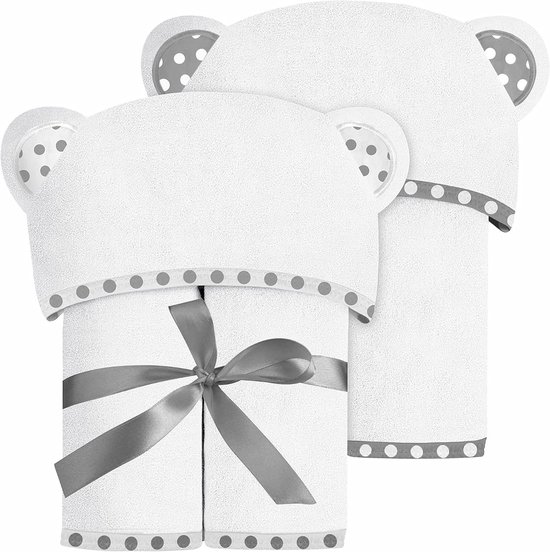 Babyhanddoeken met capuchon - Badhanddoeken baby - Baby badtijd - Ultra absorberend bamboe - 30 x 30 Inch - Wit