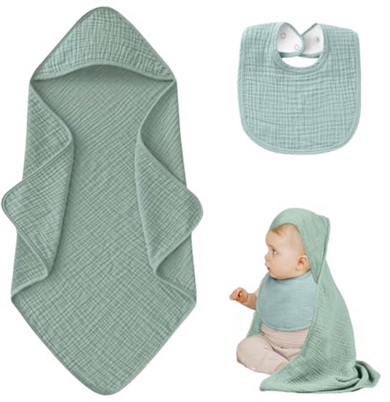 Babyhanddoekenset met capuchon en U-slabbetje - 76 x 76 cm - Zacht en absorberend - Machinewasbaar van Merkloos