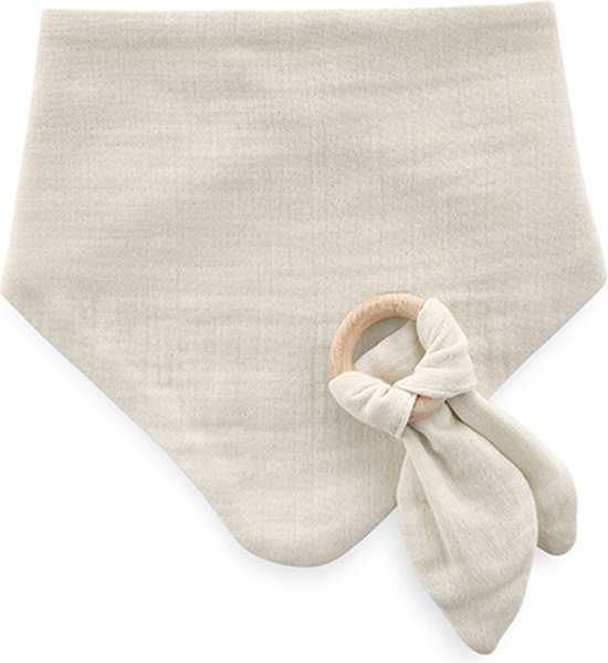 Babyjem Ecru Hydrofiel Slab met Houten Bijtring 736 van Babyjem