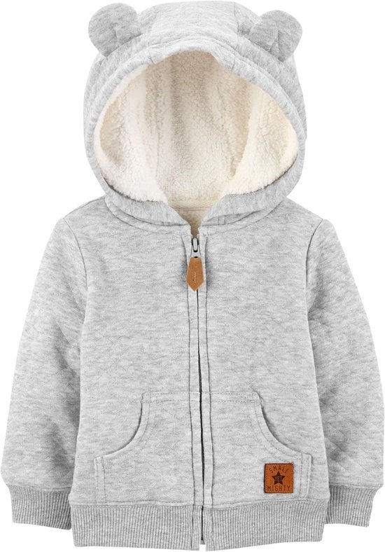Babyjongens Hoodie met Sherpa Voering, Grijs, 6-9 Maanden