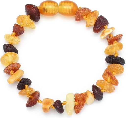 Baby/Kind – Barnsteen armbandje – Chips - Ruwe kraaltjes - 14cm - Gemengde kleuren van Edelsteen Online