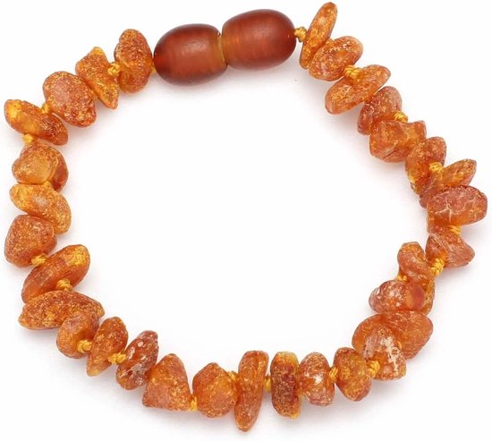 Baby/Kind – Barnsteen armbandje – Chips - Ruwe kraaltjes - 14cm - Honing van Merkloos