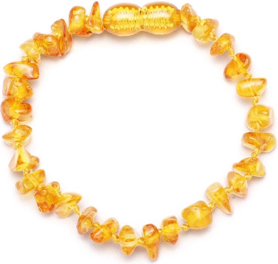 Baby/Kind - Barnsteen armbandje - lemon - chips gepolijst - 14cm van Merkloos