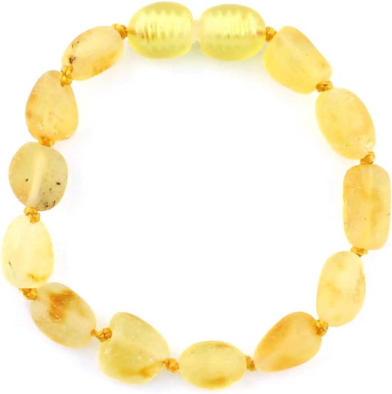 Baby/Kind - Barnsteen armbandje - Ovalen ruwe kraaltjes - Citroen van Mamayana