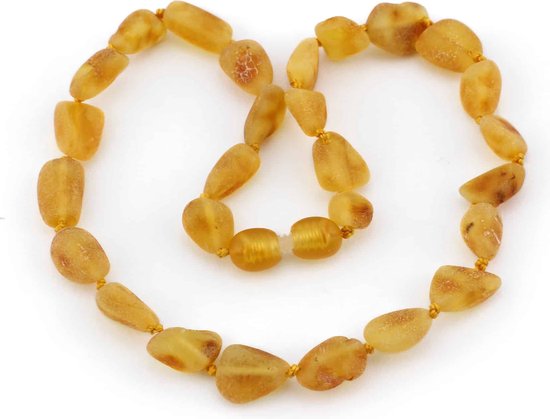 Baby/Kind - Barnsteen ketting - honey - ovalen ruwe steentjes - 33cm van Merkloos