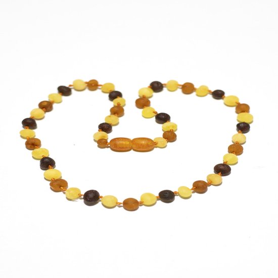 Baby/Kind – Barnsteen ketting – ruwe ronde kraaltjes – 33cm - 4 kleuren
