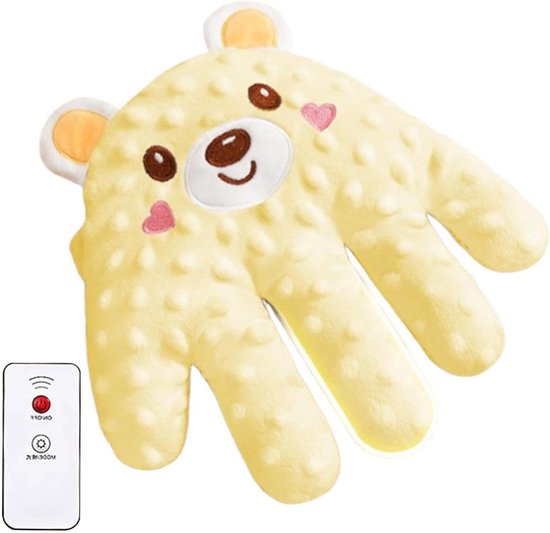 Babyknuffel Palm - Rustgevend Kussen - Slaap Oefenen - Elektrisch Tikritme - 24x23CM - Geel