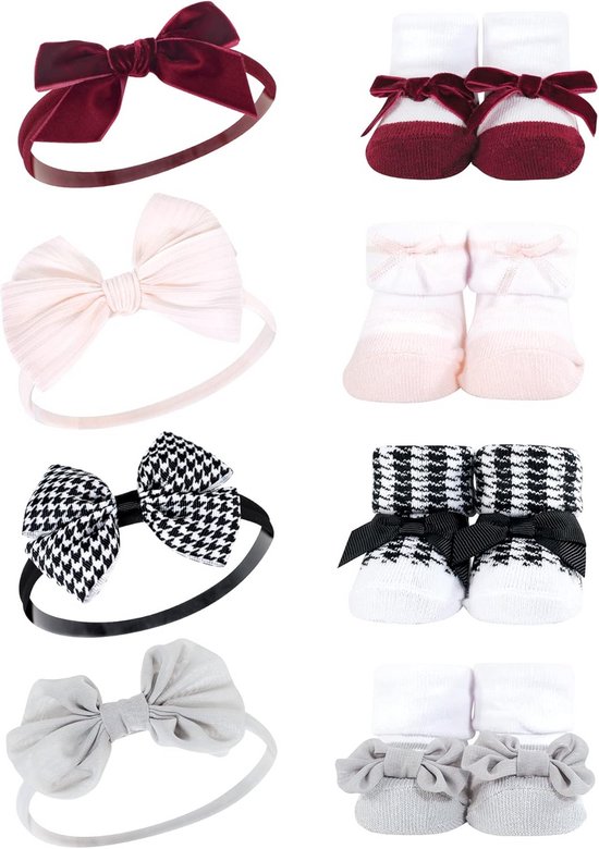 Babymeisje Hoofdband en Sokkenset Cadeauset, Bordeaux Ruitpatroon van Carter's
