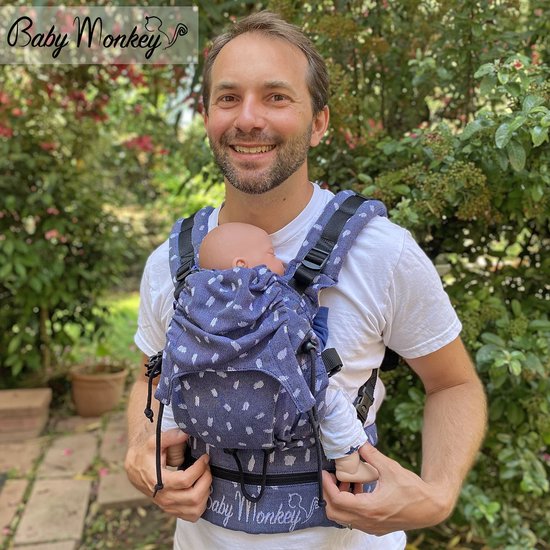 BabyMonkey® Regolo Runa - Baby Draagzak | Ergonomische | 50% Linen | vanaf 2+ maanden (5,5 tot 18 kg) | Ademend & Verstelbaar | 100% Made in Italy | nachtblauw van BabyMonkey®