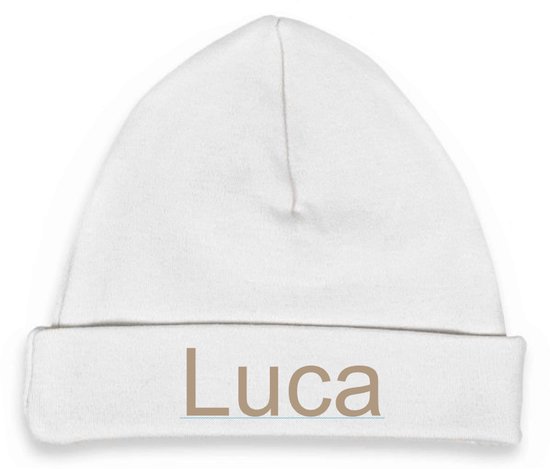 Babymuts wit maat 62-68 met naam geborduurd van SillyBillyz