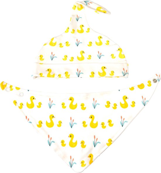 Babymutsje en Babyslabbetje setje met kleine eendjes van Rex London van Rex London