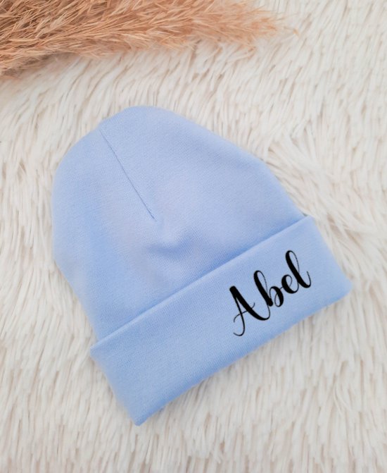 Babymutsje met naam | Blauw | van LTM baby | Newborn | Baby | Gepersonaliseerd | Zwanger | Kraamcadeau van LTM baby
