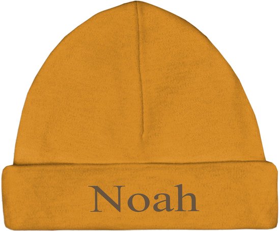 Babymutsje ochre 50-56 - 1 stuk Met GRATIS uw naam er op geborduurd van Funnies.