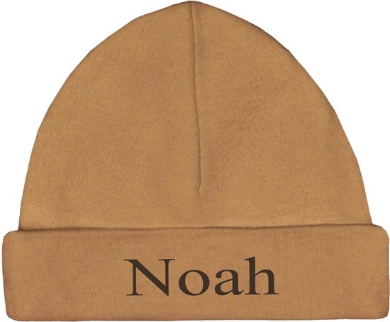Babymutsje - sand - 50-56  - met GRATIS geborduurde naam van Merkloos