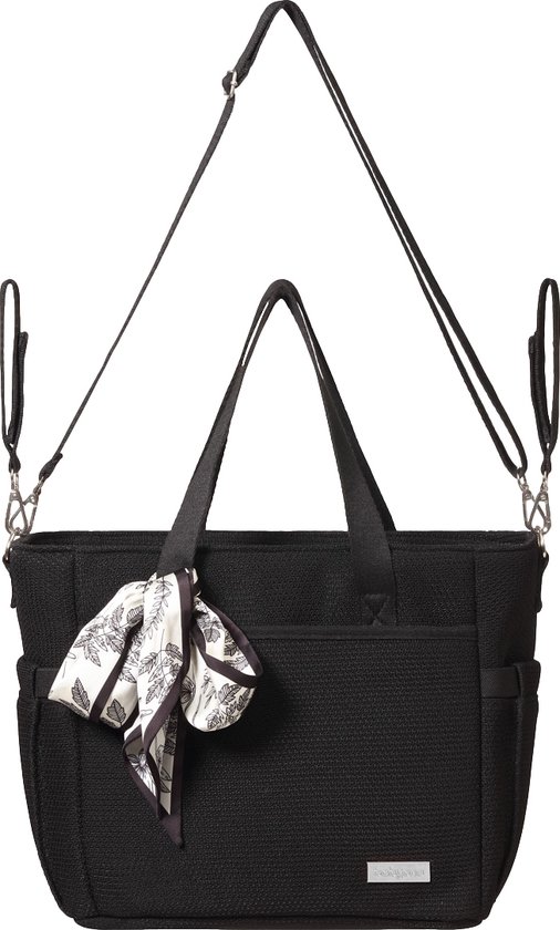 Babyono CARMEN luiertas voor kinderwagen – zwarte mommy bag met verschoonmat – 9 vakken – stijlvolle verzorgingstas