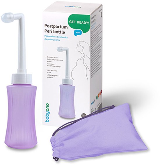Babyono Postpartum Peri Bottle 340 ml – Intieme Spoelfles na Bevalling – Perineum Verzorging – Bidetfles voor Zwangerschap & Kraamtijd – Inclusief Opbergzakje