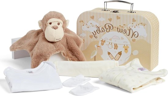 Babypakket inclusief dekbed-romper-pyjama katoenen slabbetjes en wanten voor jongens en meisjes baby gift van Merkloos