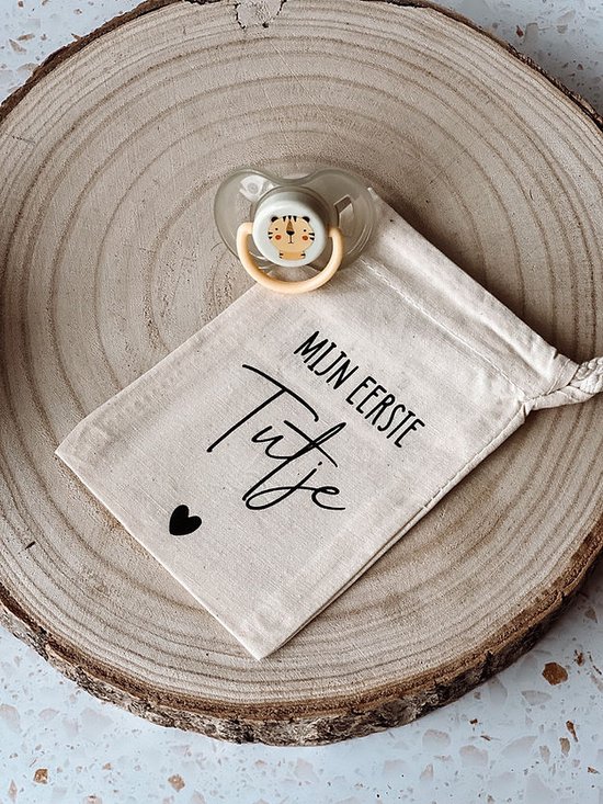 Baby's eerste tutje - Katoenen bewaarzakje - Eerste tut - Baby - Herinneringen van Cadeau Concepten