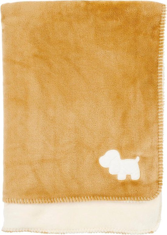 Babys knuffeldeken - Zachte deken - Baby comfort - Hondenmotief texturen - 75 x 100 cm - Beige wit