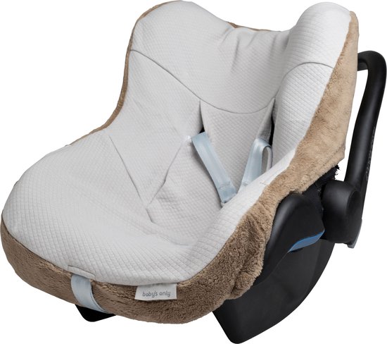 Baby's Only Baby autostoelhoes 0+ Cozy - Geschikt voor Maxi Cosi - Clay - Hoes voor de autostoel met teddystof - Geschikt voor 3- & 5-puntsgordel van Baby's Only
