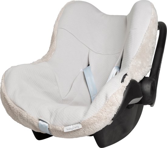 Baby's Only Baby autostoelhoes 0+ Cozy - Geschikt voor Maxi Cosi - Warm Linen - Hoes voor de autostoel met teddystof - Geschikt voor 3- & 5-puntsgordel van Baby's Only