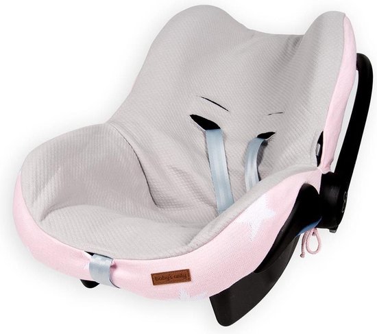 Baby's Only Baby autostoelhoes 0+ Ster - Hoes voor autostoel groep 0+ - Geschikt voor Maxi-Cosi - Baby Roze/Grijs - Geschikt voor 3- & 5-puntsgordel van Baby's Only