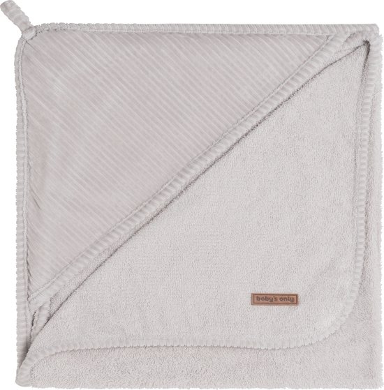 Baby's Only Baby badcape - Omslagdoek - Handdoek met capuchon Sense - Kiezelgrijs - 75x85 cm - Badstof van Baby's Only