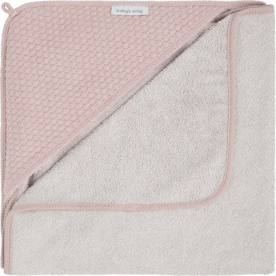 Baby's Only Baby badcape - Omslagdoek - Handdoek met capuchon Sky - Oud Roze - 75x85 cm - Badstof van Baby's Only