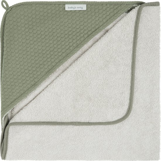 Baby's Only Baby badcape - Omslagdoek - Handdoek met capuchon Sky - Urban Green - 75x85 cm - Badstof van Baby's Only
