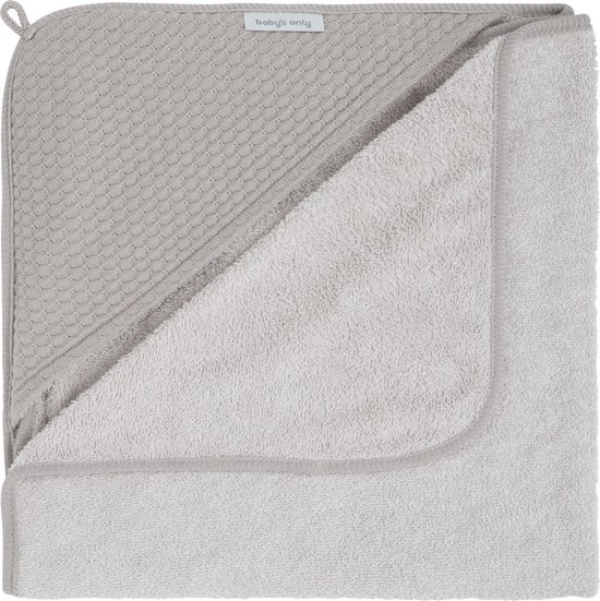 Baby's Only Baby badcape - Omslagdoek - Handdoek met capuchon Sky - Urban Taupe - 75x85 cm - Badstof van Baby's Only