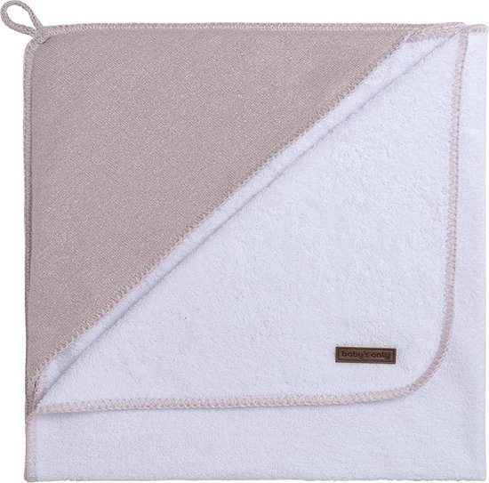 Baby's Only Baby badcape - Omslagdoek - Handdoek met capuchon Sparkle - Zilver-Roze Mêlee - 75x85 cm - Met subtiel glittertje - Badstof van Baby's Only