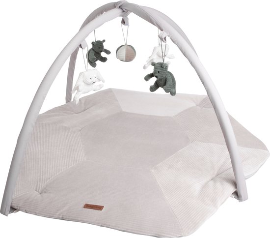 Baby's Only Baby speelkleed met boog - Baby gym - Playmat - Speelmat Sense - Zeegroen/Kiezelgrijs/Wit - Zachte rib corduroy stof - 94x83 cm van Baby's Only