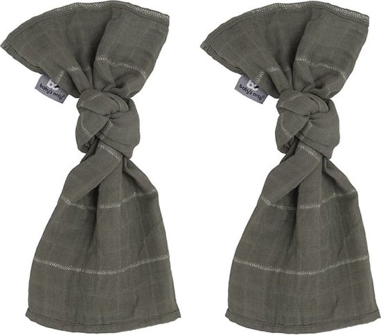 Baby's Only Baby swaddle - Inbakerdoek - Hydrofiele doeken Sparkling - Khaki - 65x65 cm - 100% katoen - Met subtiel glittertje - 2 stuks van Baby's Only
