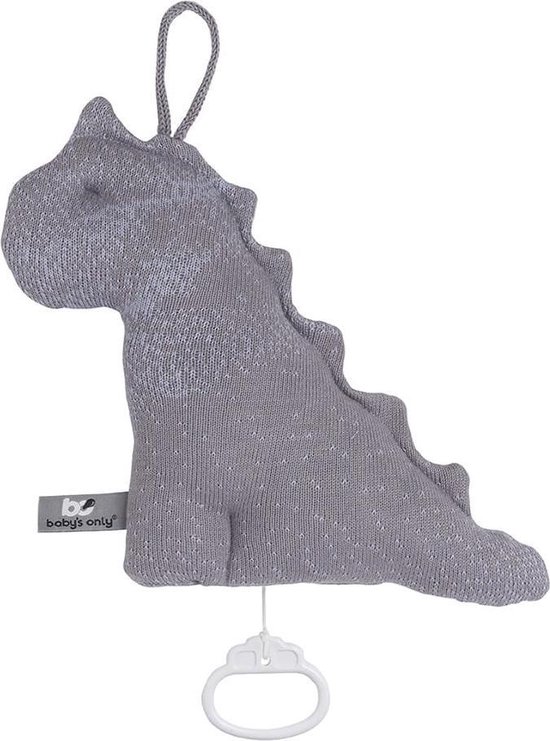 Baby's Only Gebreid baby Muziekdoosje - Muziekhanger dino Marble - Cool Grey/Lila - Muziek speelgoed van Baby's Only