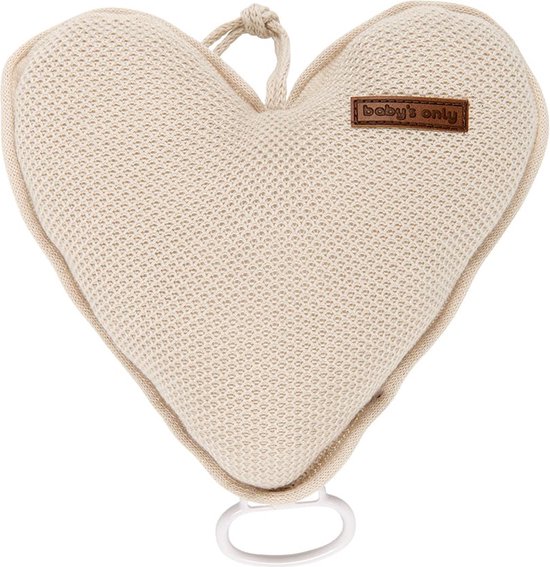 Baby's Only Gebreid baby Muziekdoosje - Muziekhanger hart Classic - Zand - Muziek speelgoed van Baby's Only