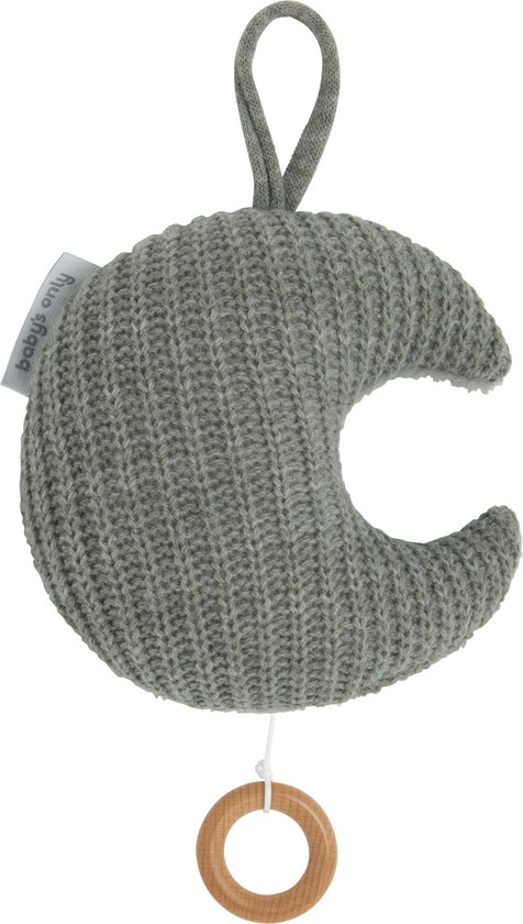 Baby's Only Gebreid baby Muziekdoosje - Muziekhanger maan Hope - Urban Green - Muziek speelgoed van Baby's Only
