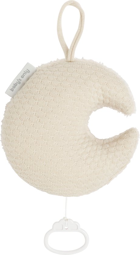 Baby's Only Gebreid baby Muziekdoosje - Muziekhanger maan Sky - Warm Linen - Muziek speelgoed van Baby's Only