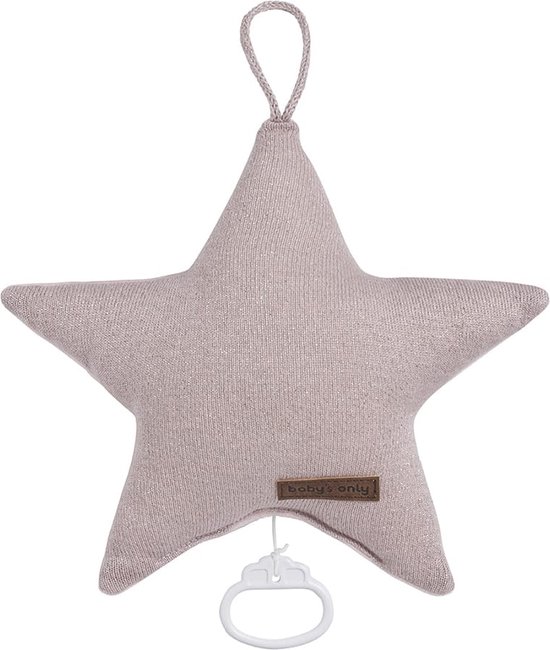 Baby's Only Gebreid baby Muziekdoosje - Muziekhanger ster Sparkle - Zilver-Roze Mêlee - Met subtiel glittertje - Muziek speelgoed van Baby's Only