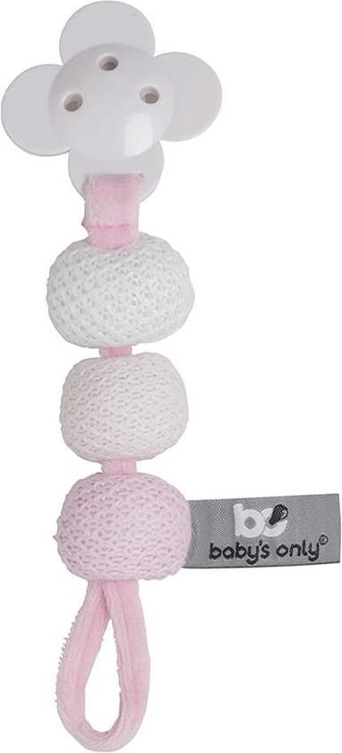 Baby's Only Gebreid speenkoord - Fopspeenkoord - Fopspeenketting - Classic Roze/Baby Roze/Wit - Baby cadeau van Baby's Only