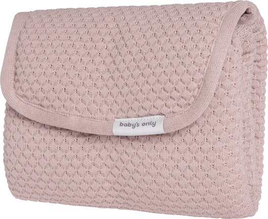 Baby's Only Gebreid verschoonmatje Sky - Verschoningsmatje voor onderweg - Oud Roze - Inclusief opbergzakje van Baby's Only