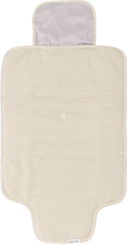 Baby's Only Gebreid verschoonmatje Sky - Verschoningsmatje voor onderweg - Warm Linen - Inclusief opbergzakje van Baby's Only