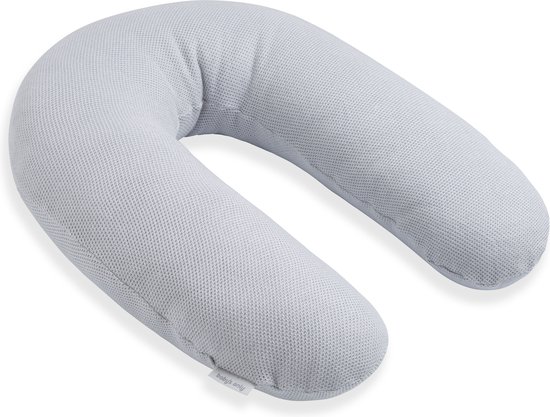 Baby's Only Gebreid voedingskussen - Zwangerschapskussen - Zijslaapkussen - Lichaamskussen Classic - Zilvergrijs - 160 cm van Baby's Only