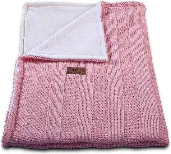 Baby's Only Gebreide ledikantdeken chenille - Baby deken Robust Rib - Oud roze van Baby's Only
