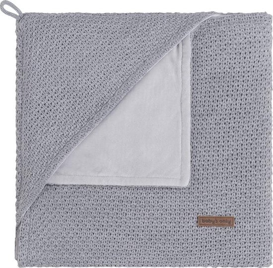 Baby's Only Gebreide wikkeldeken - Omslagdoek baby Flavor - Fluweel voering - Grijs - 75x75 cm - Geschikt voor drie- en vijfpuntsgordel van Baby's Only