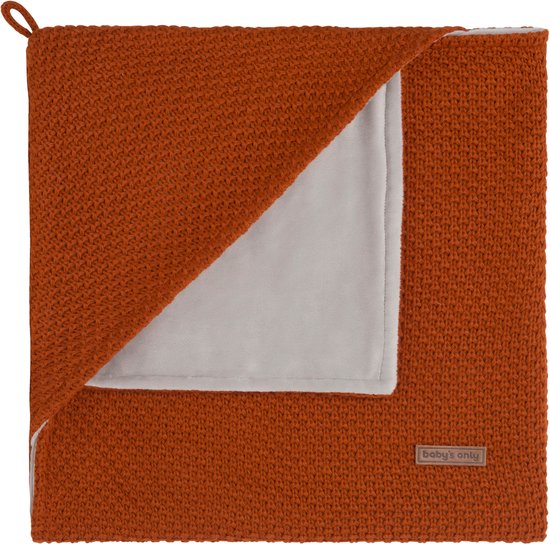 Baby's Only Gebreide wikkeldeken - Omslagdoek baby Flavor - Fluweel voering - Roest - 75x75 cm - Geschikt voor drie- en vijfpuntsgordel