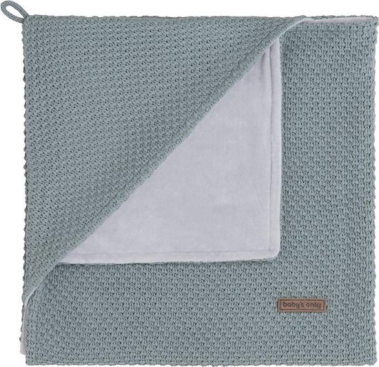 Baby's Only Gebreide wikkeldeken - Omslagdoek baby Flavor - Fluweel voering - Stonegreen - 75x75 cm - Geschikt voor drie- en vijfpuntsgordel van Baby's Only