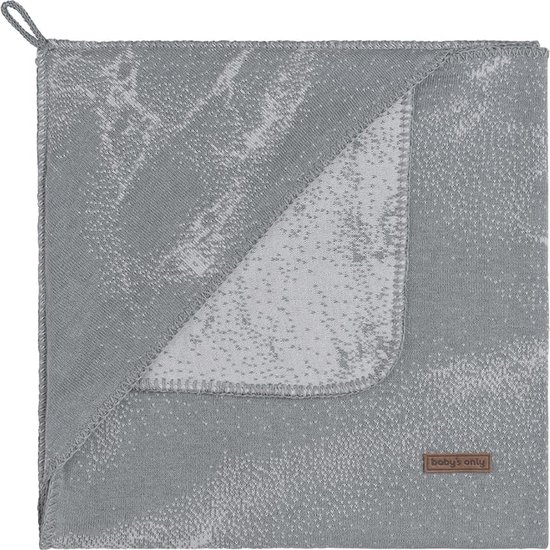 Baby's Only Gebreide wikkeldeken - Omslagdoek baby Marble - Grijs/Zilvergrijs - 75x75 cm - Geschikt voor drie- en vijfpuntsgordel van Baby's Only