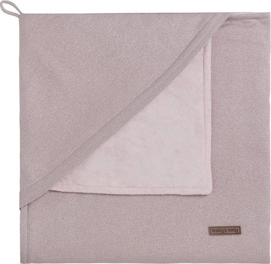 Baby's Only Gebreide wikkeldeken - Omslagdoek baby Sparkle - Fluweel voering - Zilver-Roze Mêlee - 75x75 cm - Met subtiel glittertje - Geschikt voor drie- en vijfpuntsgordel van Baby's Only