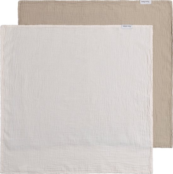 Baby's Only Hydrofiele doek Tender - Swaddles voor baby - Inbakerdoek - Hydrofiele luier - Mousseline - Beige/Linen - 65x65 cm - 2-pack - 100% prewashed katoen van Merkloos