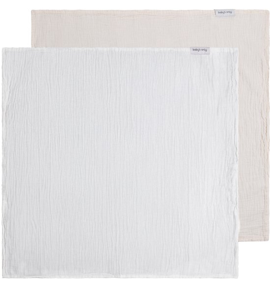 Baby's Only Hydrofiele doek Tender - Swaddles voor baby - Inbakerdoek - Hydrofiele luier - Mousseline - Wit/Linen - 65x65 cm - 2-pack - 100% prewashed katoen van Merkloos